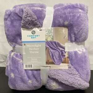 Purple‎ Stars Astrology Comfort Bay Microlight Berber Throw 50in x 60in